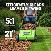 Steelite Push Lawn Sweeper,21-inch Leaf & Grass Collector, Leaf Sweeper for Lawn ,Heavy Duty Thickened Steel Durable to Use with Large 3.6 cu. ft. Mesh Collection Hopper Bag, 2 Spinning Brushes