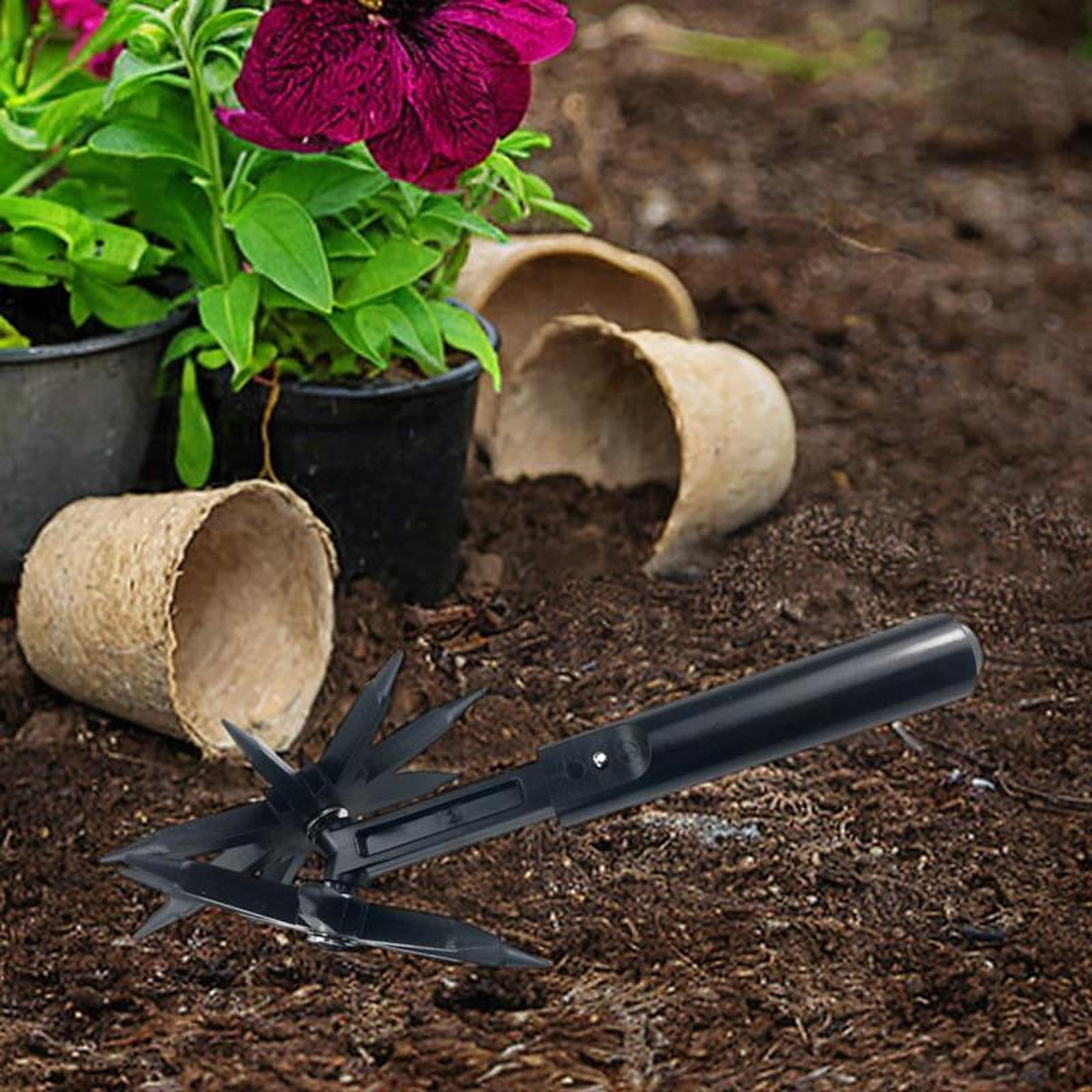Bothyi Rotary Cultivator Tool Manual Gardening Tool for Soil Mixing Reseeding Grass