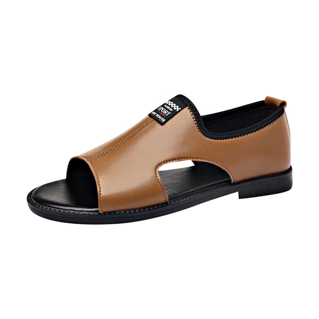 Brown Sandals For Mens Breathable Soft Sole Slip On Design With Open Toe For Casual Wear And Outdoor Use In Spring Summer Seasons Size 39