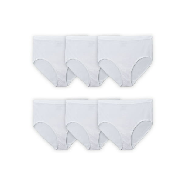 Fit for Me Women's Plus Size White Brief Underwear, 6 Pack, Sizes