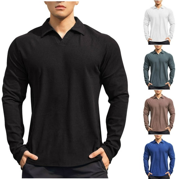 Dovford Men's Short Long Sleeve Polo Shirts Casual Slim Fit Basic Designed Cotton Shirt Tops 2025