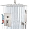 thumbnail image 5 of Ceiling Mount Shower System Rain Shower Head with Handheld Spray Pressure Shower Faucet Set Rough-in Valve Shower Trim Kit Included Bathroom Brushed Nickel Ceiling Shower Head, 5 of 6
