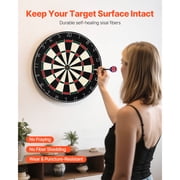 KFFKFF Dartboard Set with 6 Darts & Scoring Kit,Durable Sisal Fibers Dartboard Featuring Staple-Free Bullseye & Adjustable Number Ring,17.7 Steel Tip Dart Board for Home Entertainment and Game Rooms