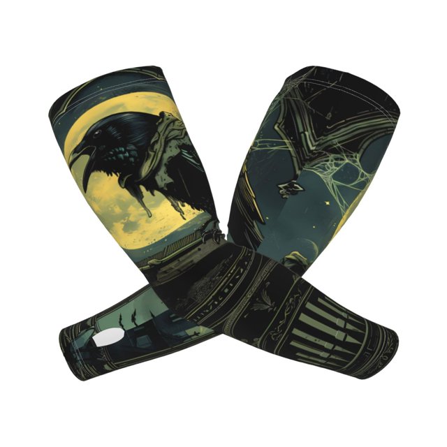 Balery MoonNight Sky Crow Mangas Refrescantes para Brazos para Hombre y Mujer – Transpirables y Absorbentes de Humedad para Mujeres, Hombres y Niños