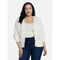 thumbnail image 2 of Time and Tru Women's Cable Knit Cardigan Sweater with Long Sleeves, Lightweight, Sizes XS-XXXL, 2 of 6
