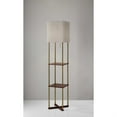 thumbnail image 3 of Floor Lamp with Antique Brass Poles and Walnut Wood Finish Storage Shelves with Two USB Ports, 3 of 3