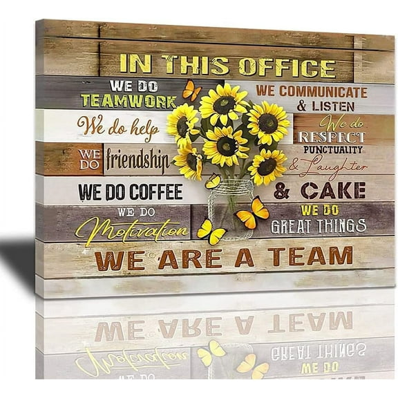 Inspirational Wall Art For Office, Canvas Prints Motivational Quotes Poster Artwork In This Office We Are A Team Modern Home Decorations Framed And Stretched Ready To Hang For Bedroom12x16inch