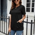 thumbnail image 3 of Pompotops Mode Femmes Été Décontracté Ample Manches Courtes Pull T-Shirt Blouse Unie, 3 of 8