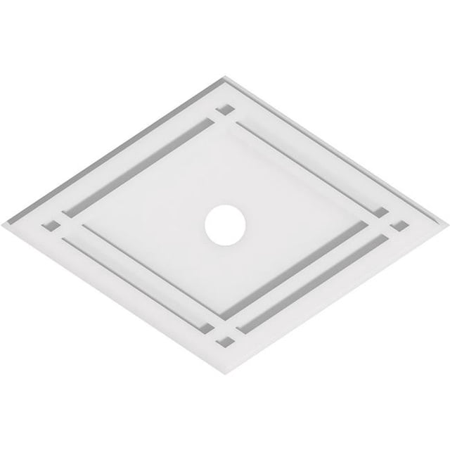 Ekena Millwork CMP22X14DD-02000 2 in. ID x 7.75 in. Rectangle Diamond Architectural Grade PVC Contemporary Ceiling Medallion