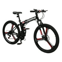 Ktaxon 26 inch 21 Speeds Folding Mountain Bike High Carbon Steel, for Adults Men Women, Black
