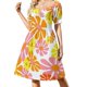 thumbnail image 1 of Vestido de manga corta con flores de los años 60 en naranja, amarillo y rosa vestidos de noche de lujo 2025 Vestido de noche de mujer Vestido, 1 of 7