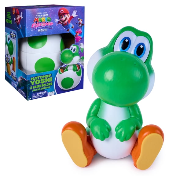 Super Mario Galaxy, le film, Yoshi à faire éclore, Figurine interactive Yoshi dans un œuf avec effets sonores, à partir de 4 ans, piles fournies Walmart Exclusive