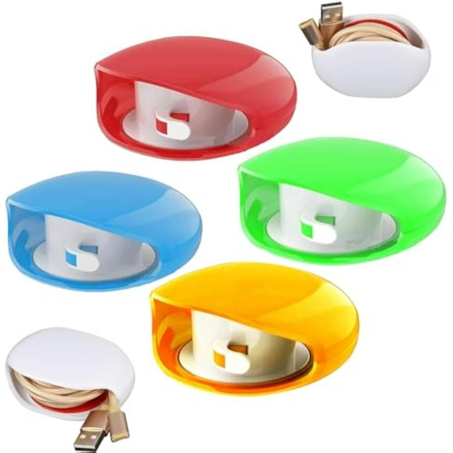 Automatic Cord Reel Cable Management, Retractable Cord Organizer Reel for Phone Charger, USB Cables, Headphone, Data Cables (4 Colors B)
