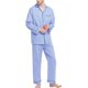 thumbnail image 5 of GLOBAL Conjuntos de Pijamas de Algodón para Hombre, Ropa de Dormir de Manga Larga con Botones, Ropa de Dormir Cómoda, Conjunto de Pijama Suave Azul Cielo M, 5 of 6