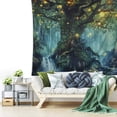 thumbnail image 3 of Forest Tapestry, Nature Tree Popular Elves Wall Hanging Tapestry Warm Green Beach Blanket, 3 of 8