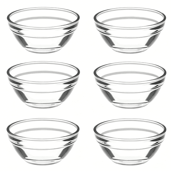 ACDANC Mini Glass Prep Bowls: 2.3 Inch Small Glass Dipping Bowls Set,Mini Sauce Bowls Serving Bowls Stackable for Kitchen Prep,Ingredient Dips,Cooking Toppings - 6 Pack
