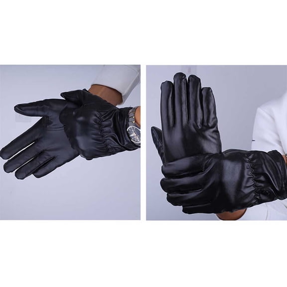 LEORX Bike Gloves Men 1 Pair Black PU Leather Waterproof Anti-slip for Skiing and Cycling
