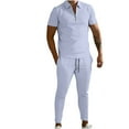 thumbnail image 1 of Birdeem Ensemble de Sport Décontracté pour Hommes, Mode, Col Rabattu, Manches Courtes, Pantalon, Deux Pièces, 1 of 11