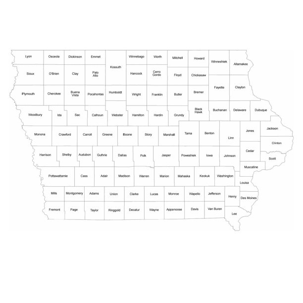 Iowa County Map With Names Iowa County Map With County Names - 20 Inch By 30 Inch Laminated Poster  With Bright Colors And Vivid Imagery-Fits Perfectly In Many Attractive  Frames - Walmart.com
