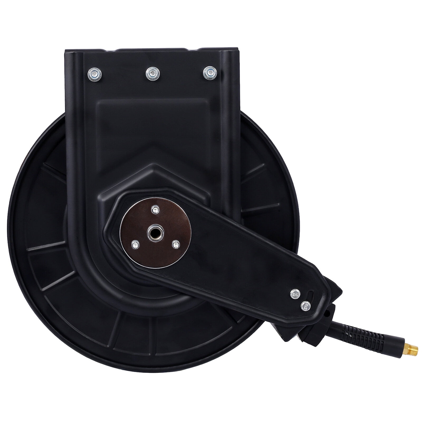 Retractable Air Hose Reel With 3/8" Inch x 50' Ft,Heavy Duty Steel Hose Reel Auto Rewind Pneumatic,Industrial Grade Rubber Hose,300 PSI,Black,