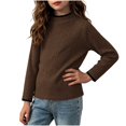 thumbnail image 2 of Girls Half Turtleneck Long‑Sleeve Ribbed Knit Tops, Slim Stretchy Contrast Trim Basic Layering Pullover for Cool Season Daily Wear | CSEONE, 2 of 6