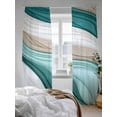 thumbnail image 3 of Teal Beige Sheer Curtains 96 Inch Long 2 Panels, Gradient Waves Abstract Ombre Geometric Modern Light Filtering Rod Pocket Semi Sheer Curtains, Sheer Voile Drapes for Living Room Bedroom, 52"x96", 3 of 5