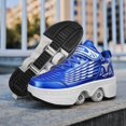 thumbnail image 4 of Boys Girls 2-in-1 Roller Skates & Sneakers Unisex Retractable Wheels Outdoor Fun & Fitness Kick Roller Shoes Children Best Gift, 4 of 12