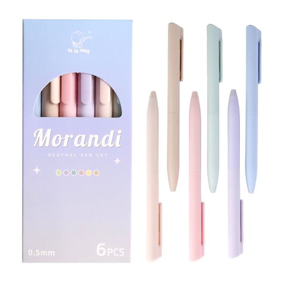 6-Pack Morandi Colored Gel Pens, 0.5mm Fine Tip Quick-Drying Ink Pens for Journaling Note-Taking Office Supplies