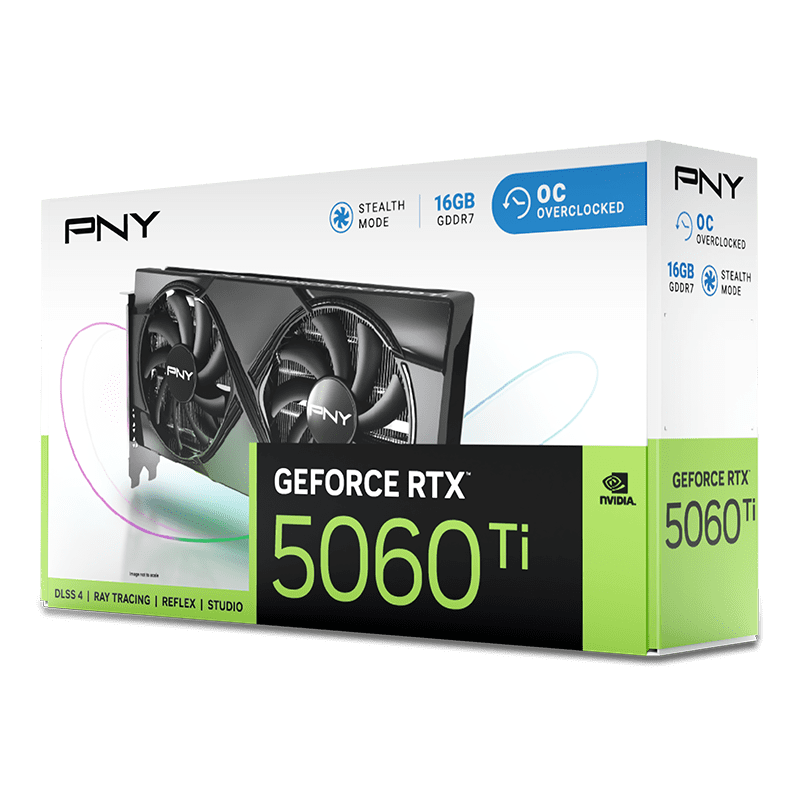 PNY GeForce RTX™ 5060 Ti 16GB Overclocked Dual Fan GPU DLSS