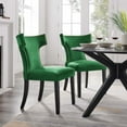 thumbnail image 2 of Side Dining Chair, Nailhead, Set of 2, Green, Velvet, Modern Contemporary, Kitchen Room Cafe Bistro Restaurant Hospitality, 2 of 10