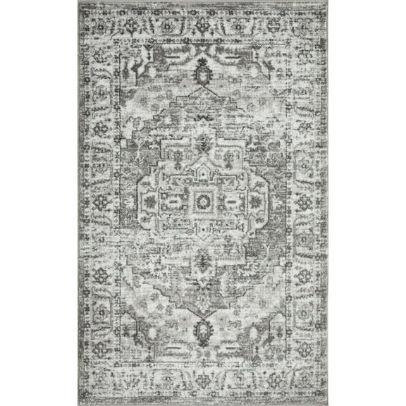 Loomaknoti Rhane Alvner 3' x 5' Light Grey Oriental Indoor Accent Rug