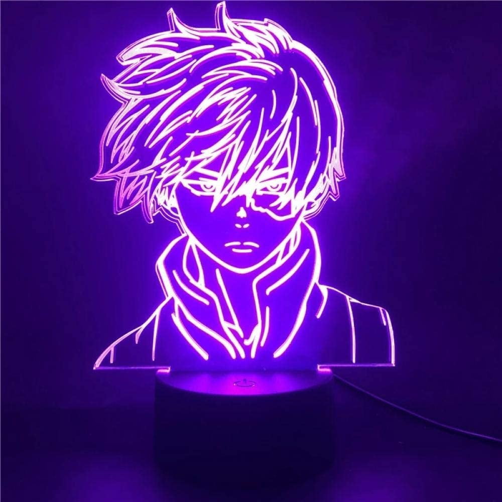 Anime Lamp Night Light Illusion Light My Hero Academia Shoto Todoroki 3D  for Kid Bedroom LED Child Christmas Gift Bedside Colorful Birthday Lampara