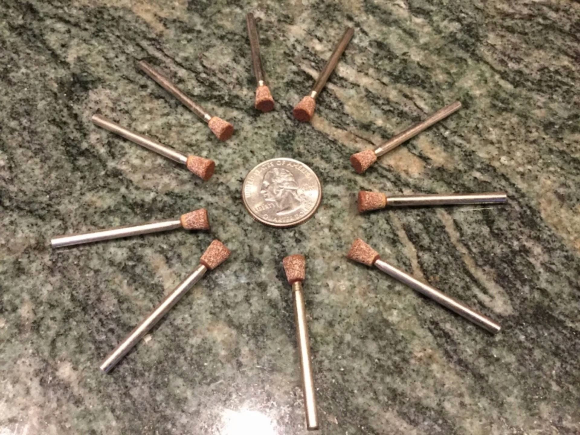 CIRCLE- Mounted Point Grinding Dremel Die Grinder 1/4 Od Cone Shaped 1/8 Shank 10 Pcs