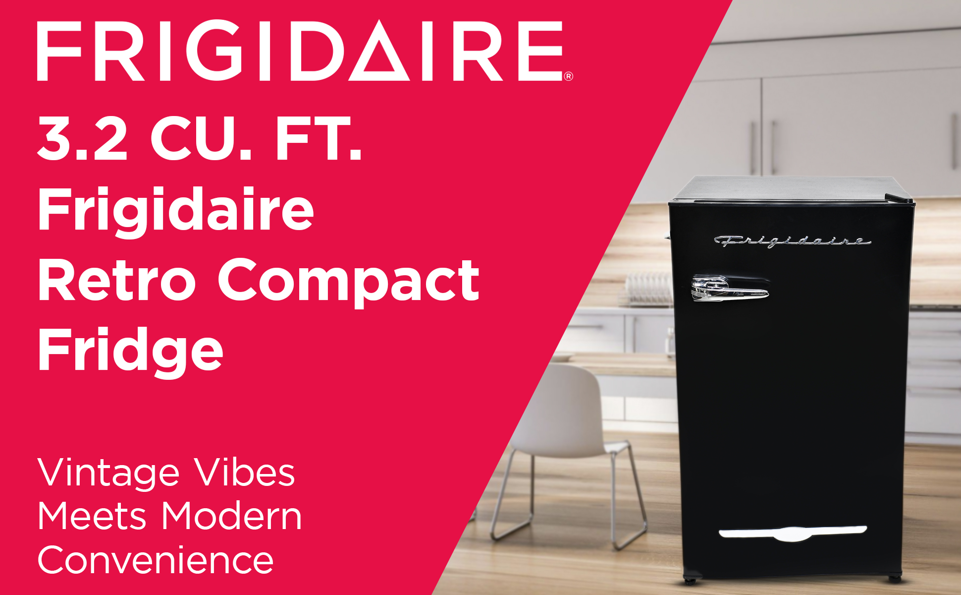 Frigidaire 3.2 Cu. ft. Retro Compact Refrigerator with Side Bottle Opener EFR376, Black