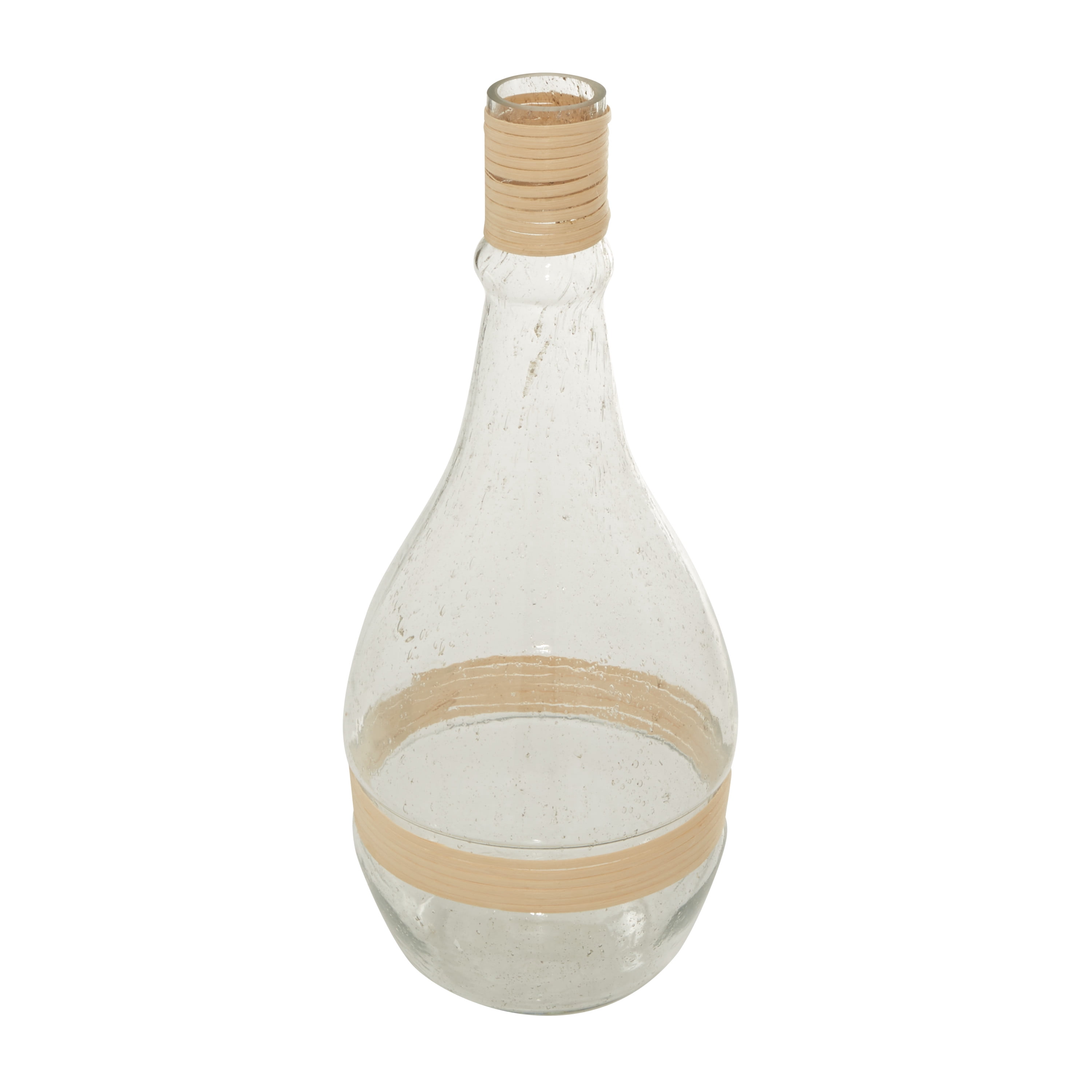 DecMode 20" Glass Vase with Rattan Detail