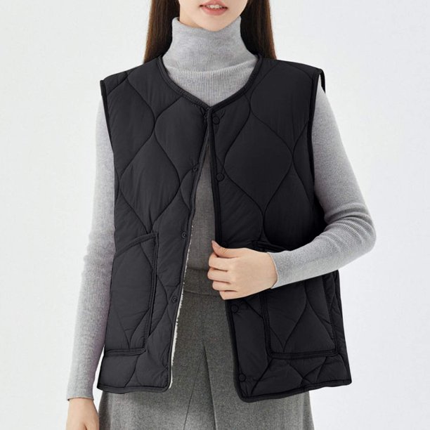 Chaqueta informal de manga larga sin capucha para mujer, chaqueta sin mangas de color liso con bolsillos de terciopelo y botones a presión, abrigo tipo cárdigan para mujer
