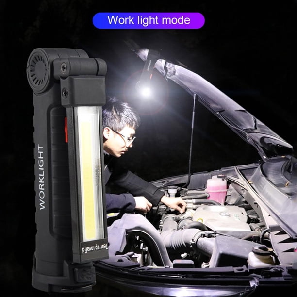 Linterna COB portátil recargable trabajo camping antorcha luz plegable (S)
