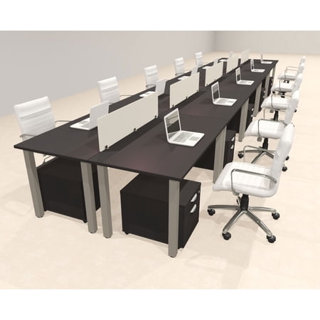 10 Person Modern Metal Leg Office Workstation Desk Set, #OT-SUL-FPM69