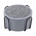 thumbnail image 1 of Posavasos Absorbentes Para Bebidas Con Soporte, 6 Paquetes De Posavasos De Silicona Con Inserto De Fieltro Suave (Posavasos De 4,3 Pulgadas Con Soporte De 4,5 Pulgadas En Negro Y Gris), 1 of 5