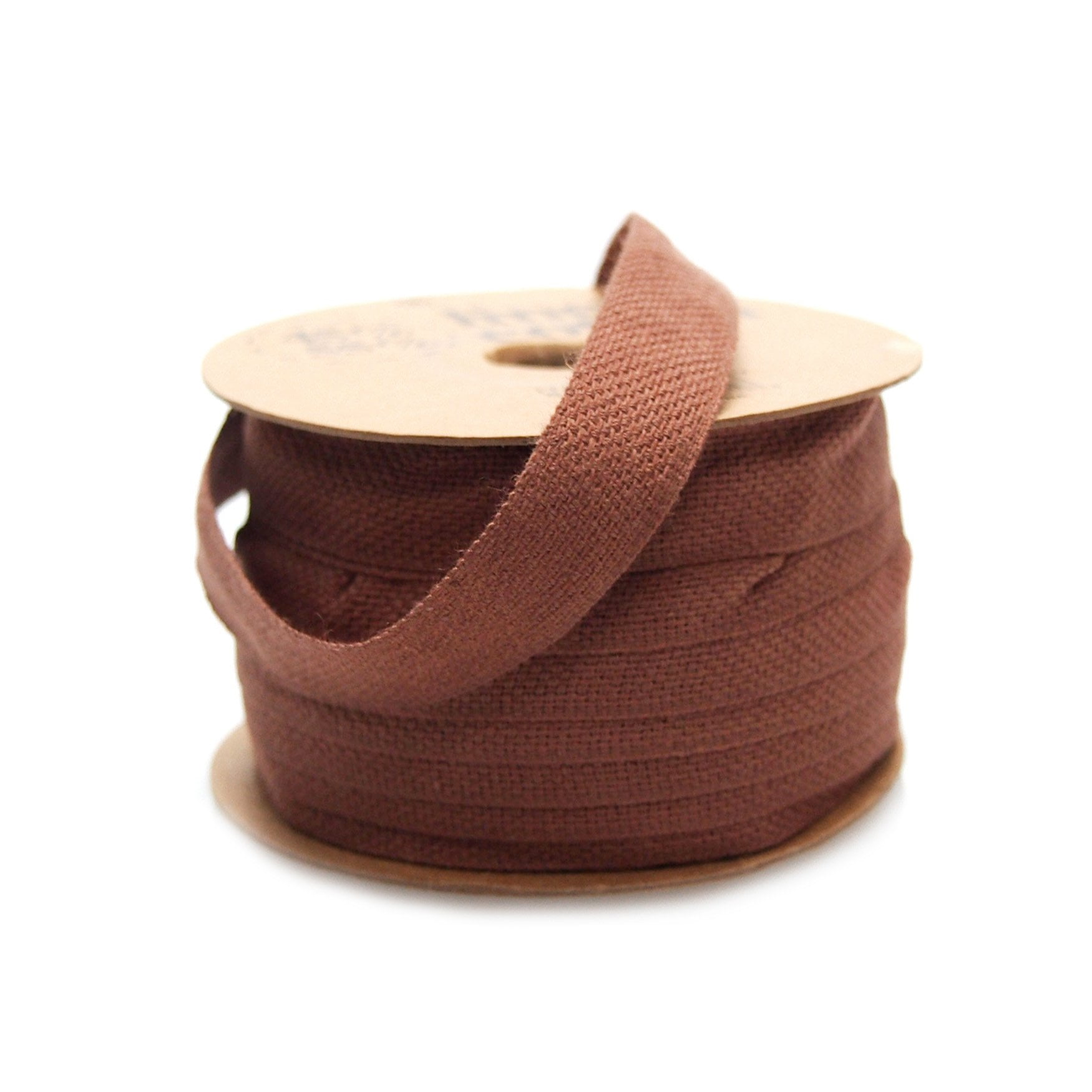 Cotton Linen Fabric Ribbon, 5/8inch, 25yard, Brown