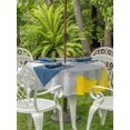 thumbnail image 3 of Outdoor Tablecloths with Umbrella Hole & Zipper, Yellow Grey Round Tablecloths 60 Inch, Abstract Geometric Oil Painting Vintage Gradient Waterproof Table Cloth, Patio/Pool/Picnic Table Covers, 3 of 8
