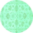 thumbnail image 1 of Ahgly Company Indoor Round Oriental Turquoise Blue Traditional Area Rugs, 4' Round, 1 of 4