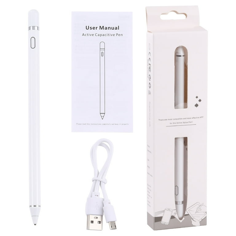 Universal Active Capacitive Stylus Pen(White): Tablet Accessories