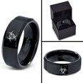 thumbnail image 4 of Tungsten Biohazard Toxic Poison Symbol Band Ring 8mm Men Women Comfort Fit Black Beveled Edge Polished, 4 of 4
