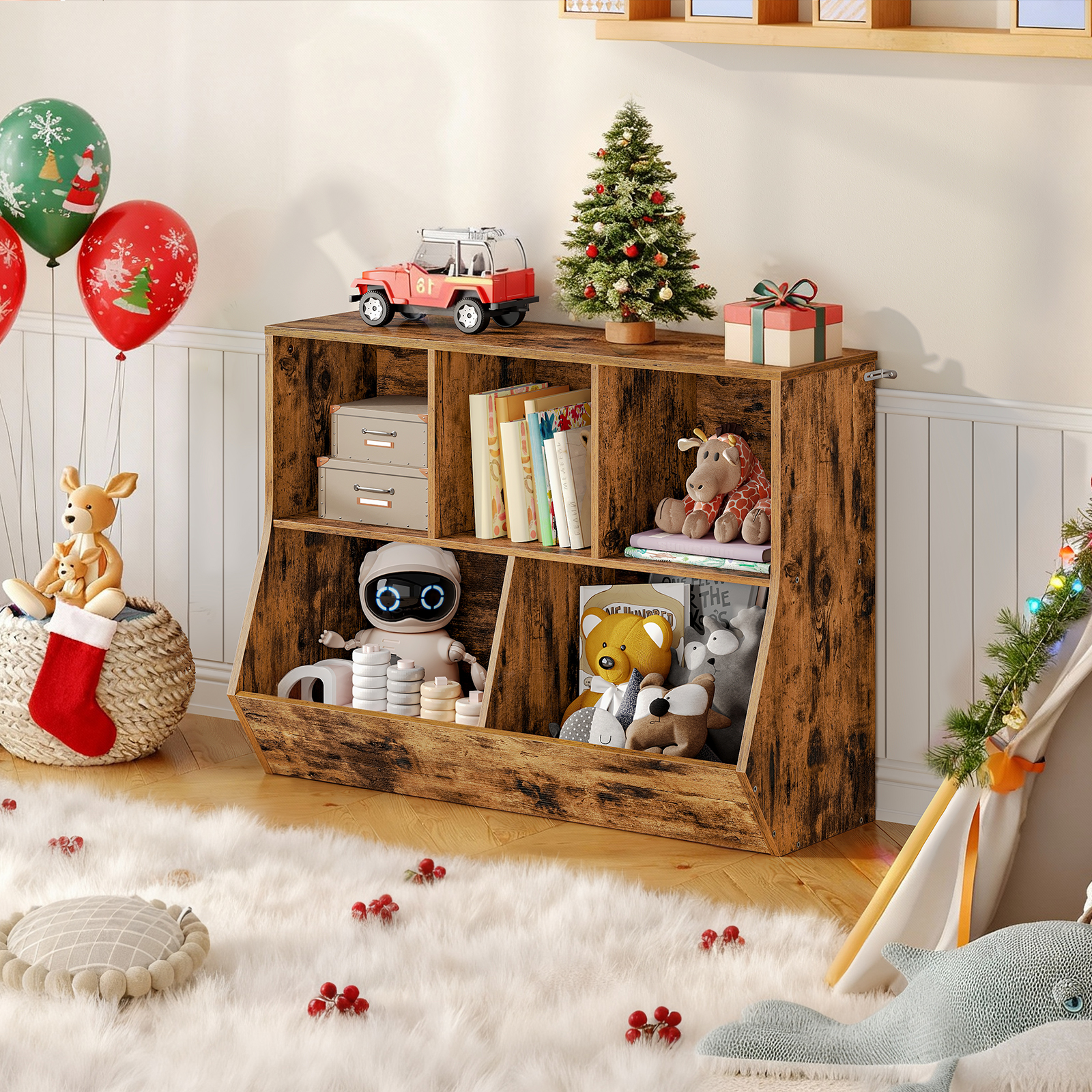 HOOBRO Kids Bookshelf Toy Storage Cabinet Children's Room Playroom Hallway BF32CW01