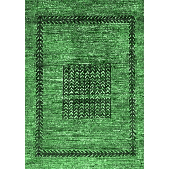 Ahgly Company Indoor Rectangle Abstract Emerald Green Modern Area Rugs, 4' x 6'