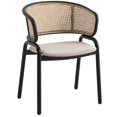 thumbnail image 1 of Silla de Comedor con Brazos LeisureMod Ervilla Terciopelo Beige y Ratán, 1 of 9