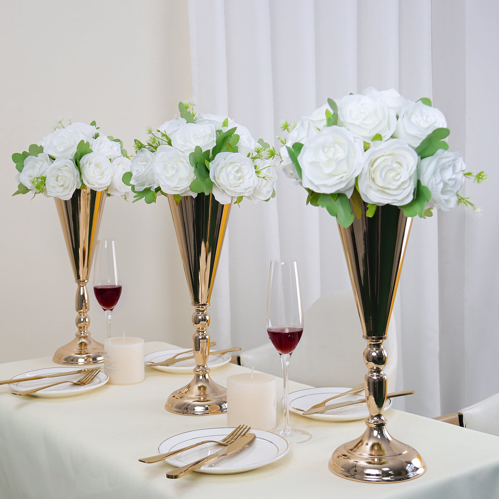 Flower Balls Wedding Rose Centerpieces Artificial Silk Roses Table Arrangement Bouquet 6pcs White Kissing Balls for Parties Valentine's Day Home Decoration