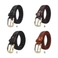 thumbnail image 3 of Guardurnaity Cinturón trenzado de cuero de primera calidad para hombre, cinturón de cuero informal tejido ajustable para pantalones vaqueros Cinturones Marrón claro, 3 of 6