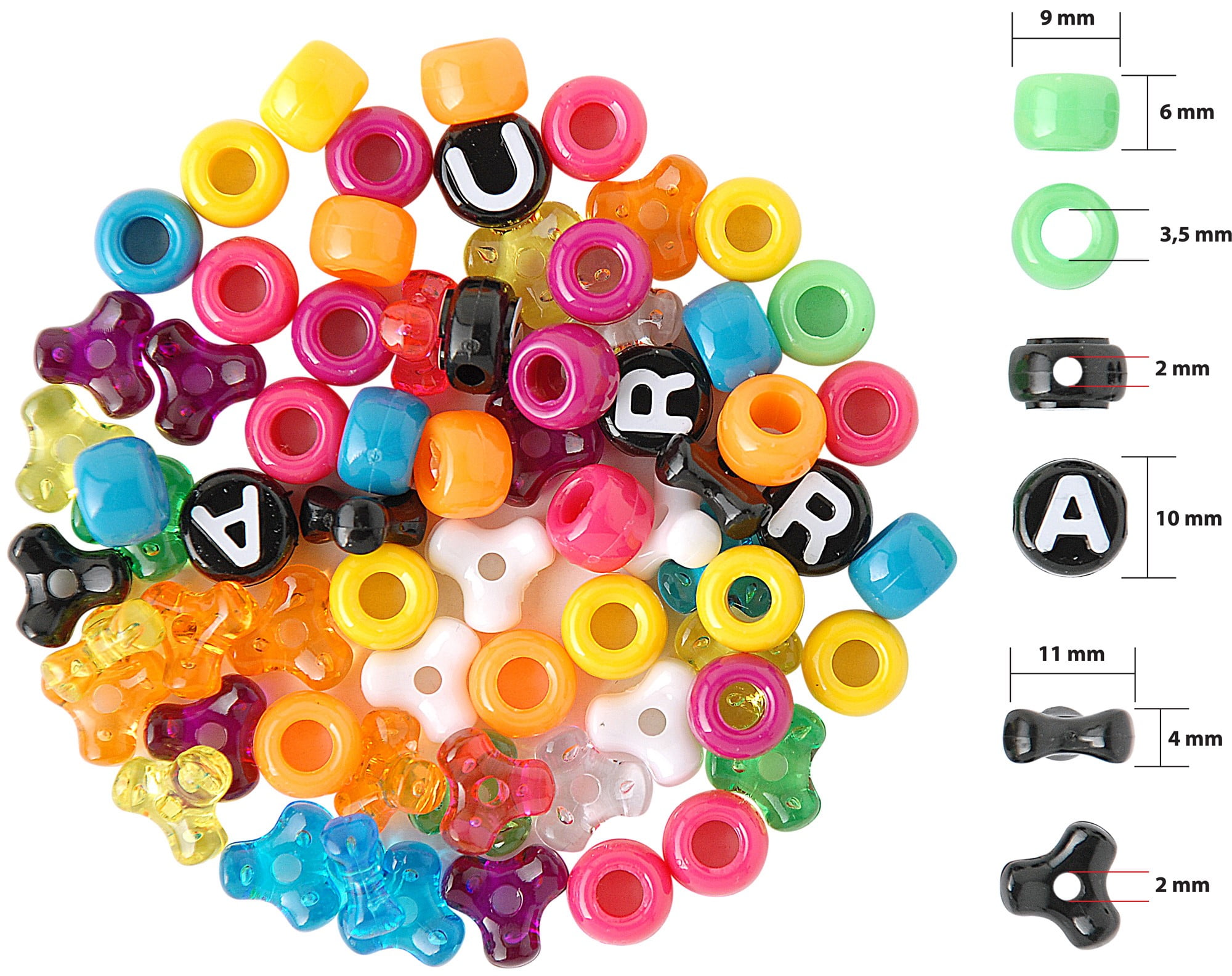 Round Alphabet Beads / Rondelle Pony Bead (You Pick Letters or We